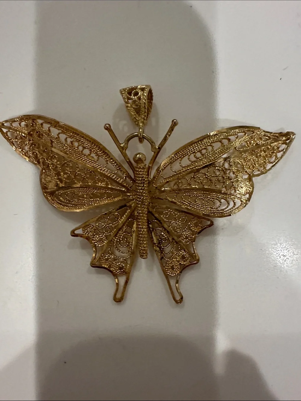 100 % Gold Filigree Butterfly Brooch - Intricate Detail from Greece